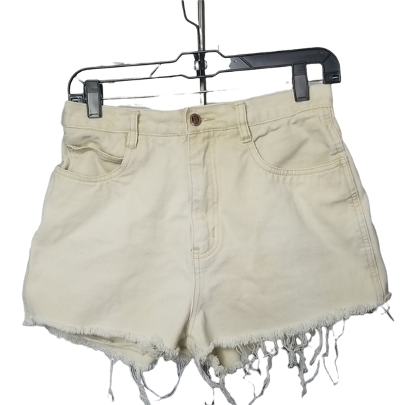 RIO Stephen Mardon SZ 11 JRS  Shorts Cream 90's Distressed High Waist Denim VTG - Picture 1 of 13